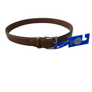 Vince Camuto Double Stitch Men's Belt NWT Brown Sz 34 Faux Leather Adjustable